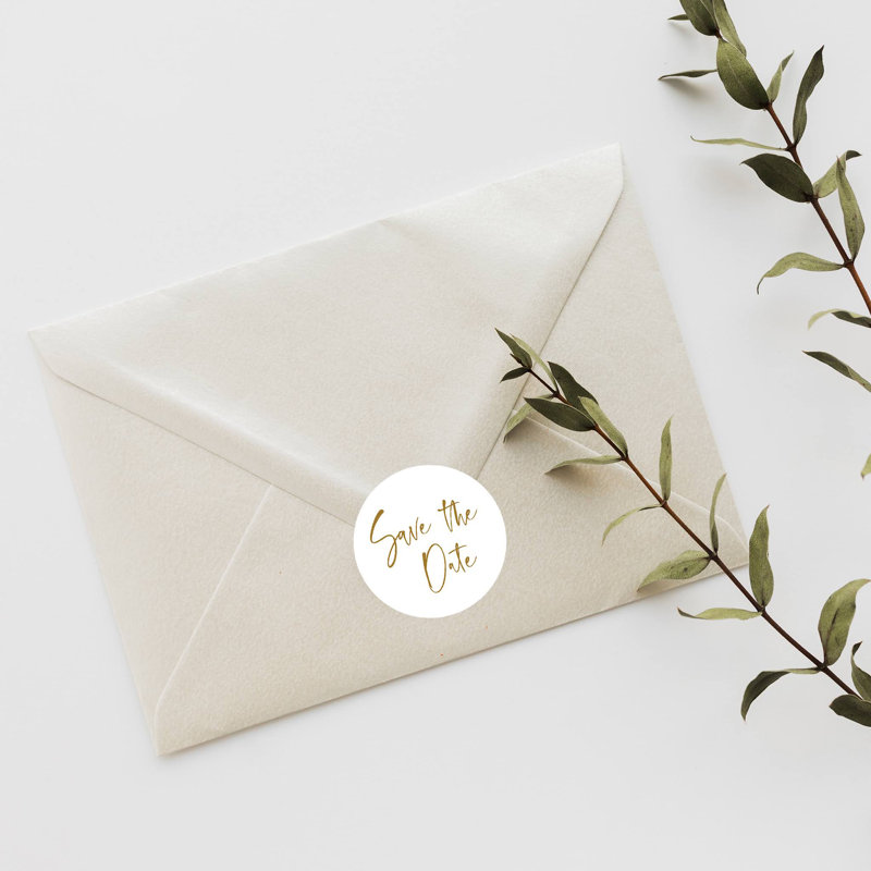Autocollant «Save The Date», motif doré cursif, cachets «Save the Date» pour invitations de mariage, sceaux d'enveloppe, autocollant d'enveloppe, paquet de 120