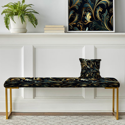 Paisley Upholstered Gold Bench
