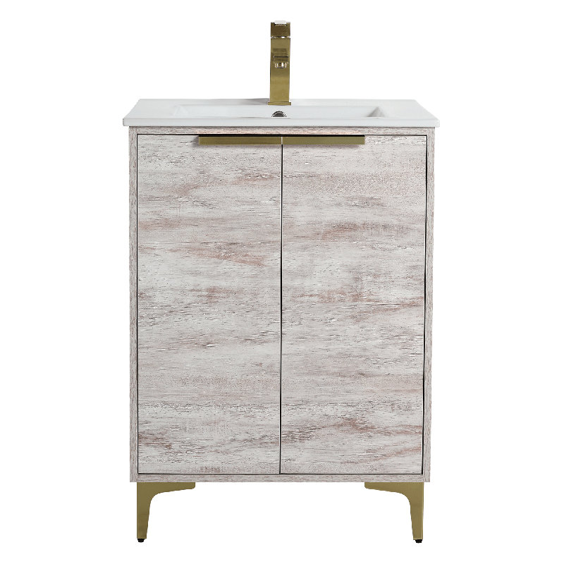 Ensemble de meuble-lavabo simple 24 po Kawamoto, Laiton satiné