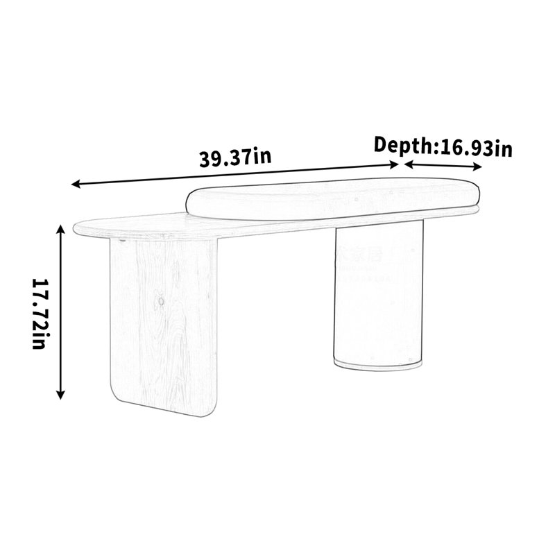 Tabouret à chaussures simple en bois massif, H 17,72 po x l 39,37 po x P 16,93 po