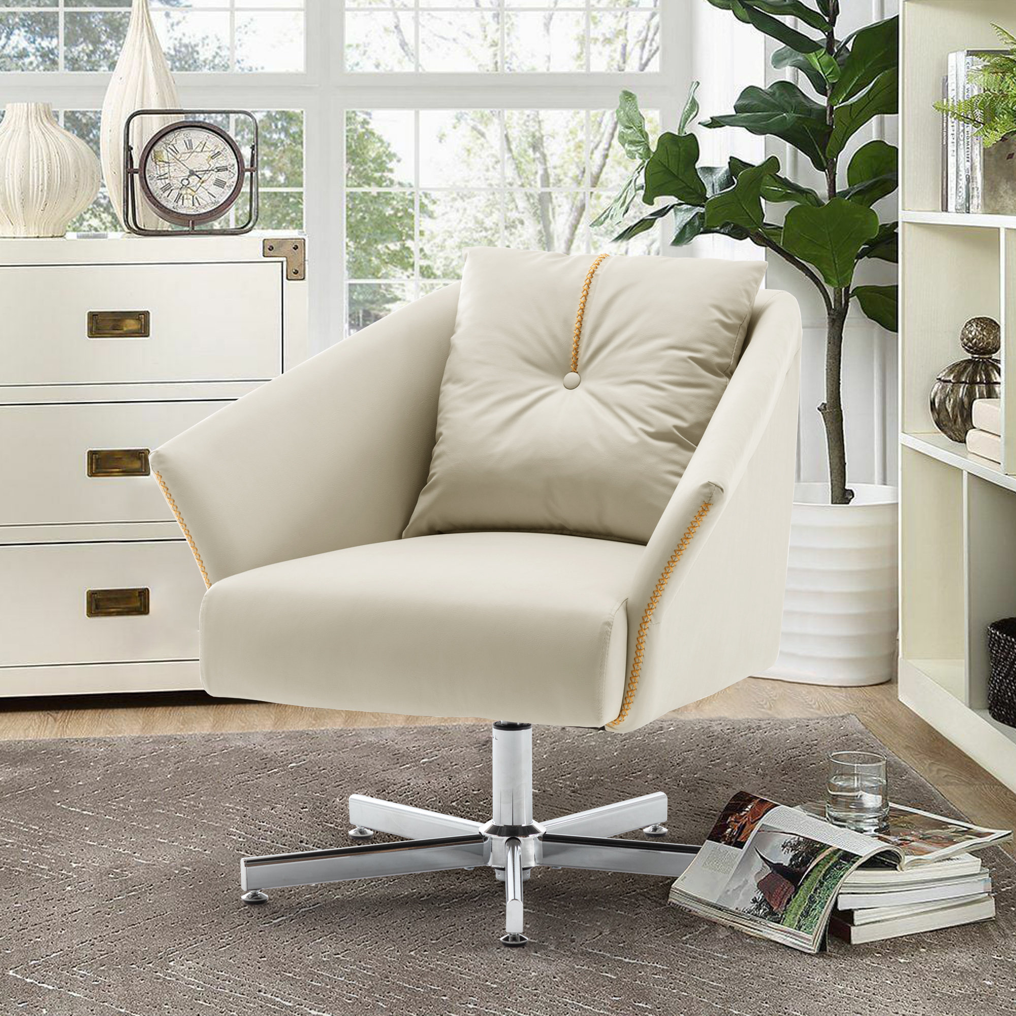 Latitude Run® Faux Leather Swivel Accent Chairs Wayfair