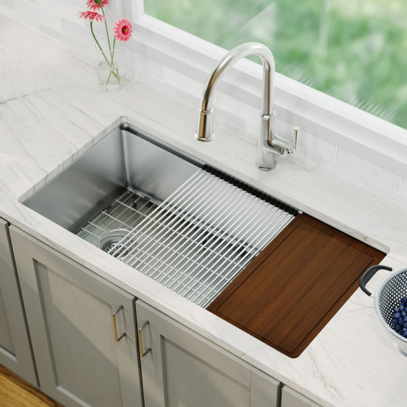 Elite Workstation 36'' L Single Bowl Stainless Steel Kitchen Sink