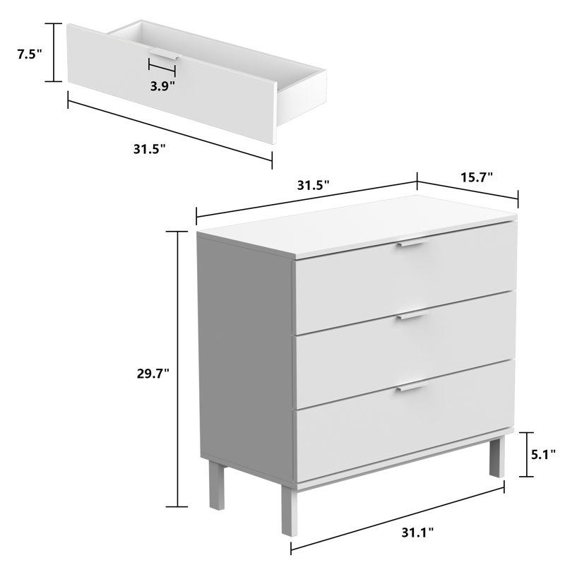 Commode 3 tiroirs Hoschton, Noir