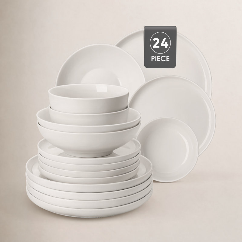 18-Piece Ceramic Dinnerware Set, White