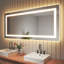 Miroir de salle de bain sans cadre à lumière DEL antibuée avec rétroéclairage et sans cadre-91383708