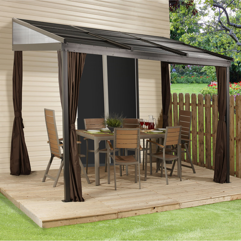  Sojag 10 Ft. x 12 Ft. Wall Gazebo, Dark Brown, Dark Brown