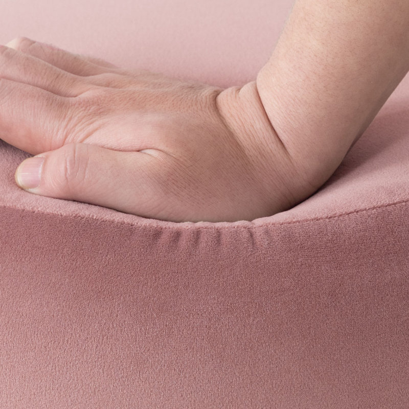 Repose-pieds moderne avec rangement en velours rond (ensemble de 2, Rose