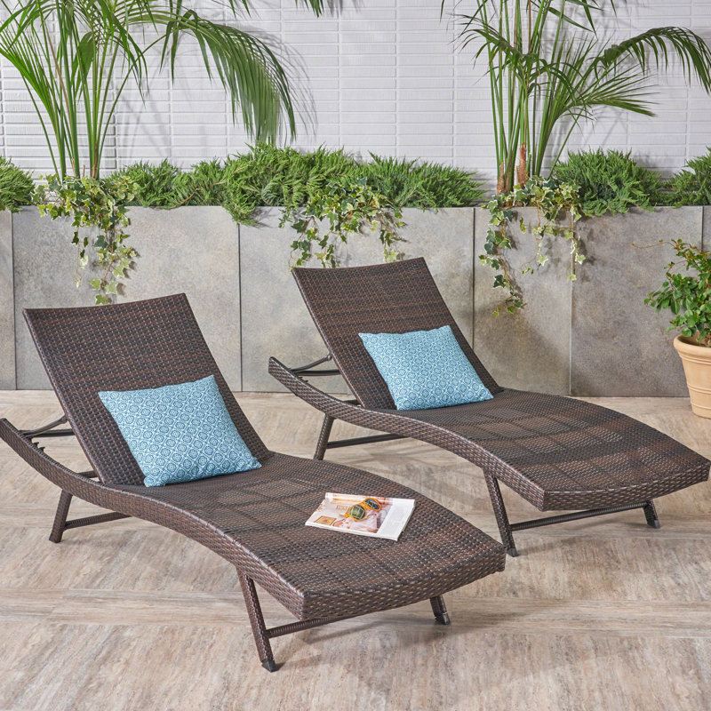 Pe Chaise Lounge - No Assembly, 79.23" Deep, 600Lb Capacity, Brown Multi 2Pcs Outdoor Lounges Deep X 14.93",