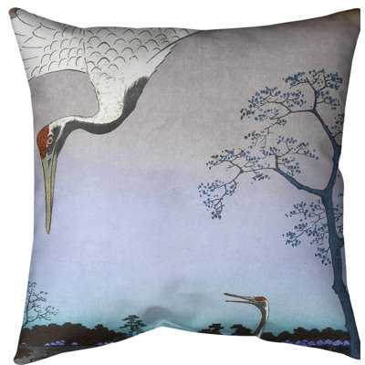 Housse de coussin en jeté japonaise grues