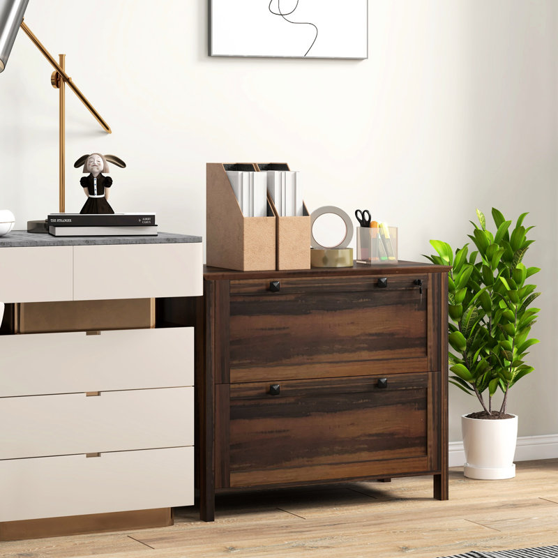 Home Office Locking File Cabinet, Brown Finish. 2 Drawers With Adjustable Hanging Bar For Letter, A4, Legal. Stylish & Secured. 31.1" L X 15.7" W 28.3" H Lockable Cabinet Office, Brown. 2 Secure.