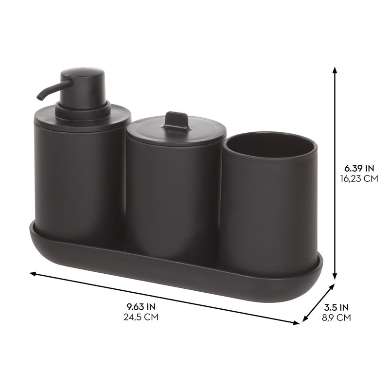 Matte Black Plastic 4-Piece Bathroom Accessory Set