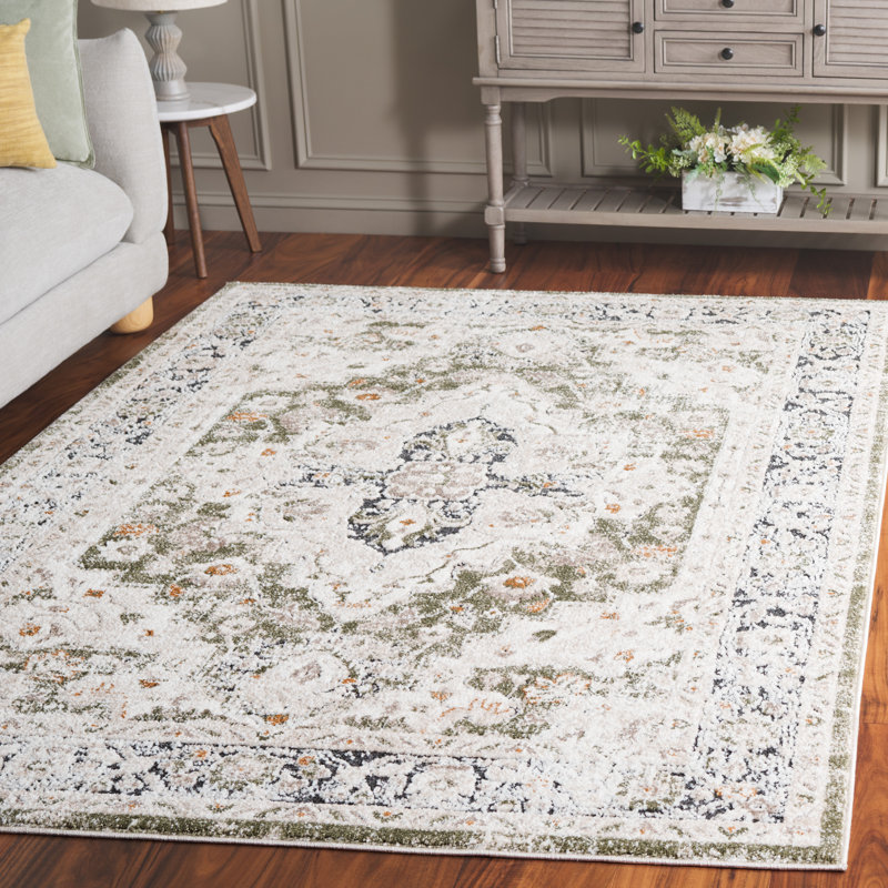 Opal 474 Area Rug In Green / Beige, Rectangle 5'3" x 7'6"