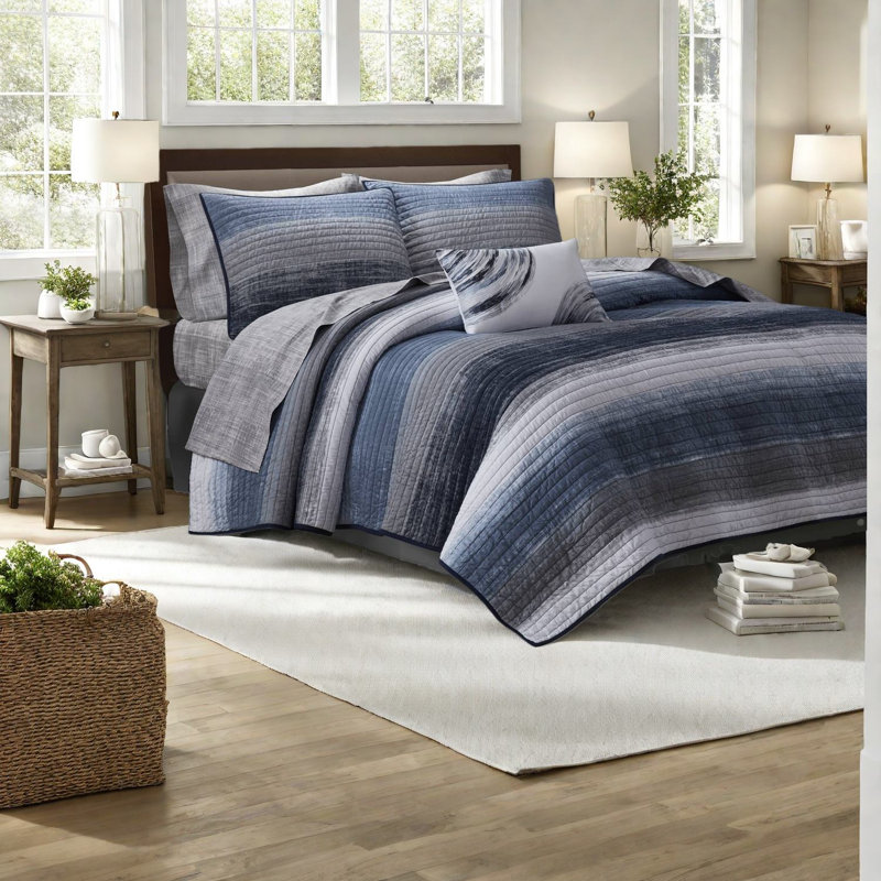 Premium Navy Bedding Set, Cotton Microfiber, Modern Style For Comfortable Home