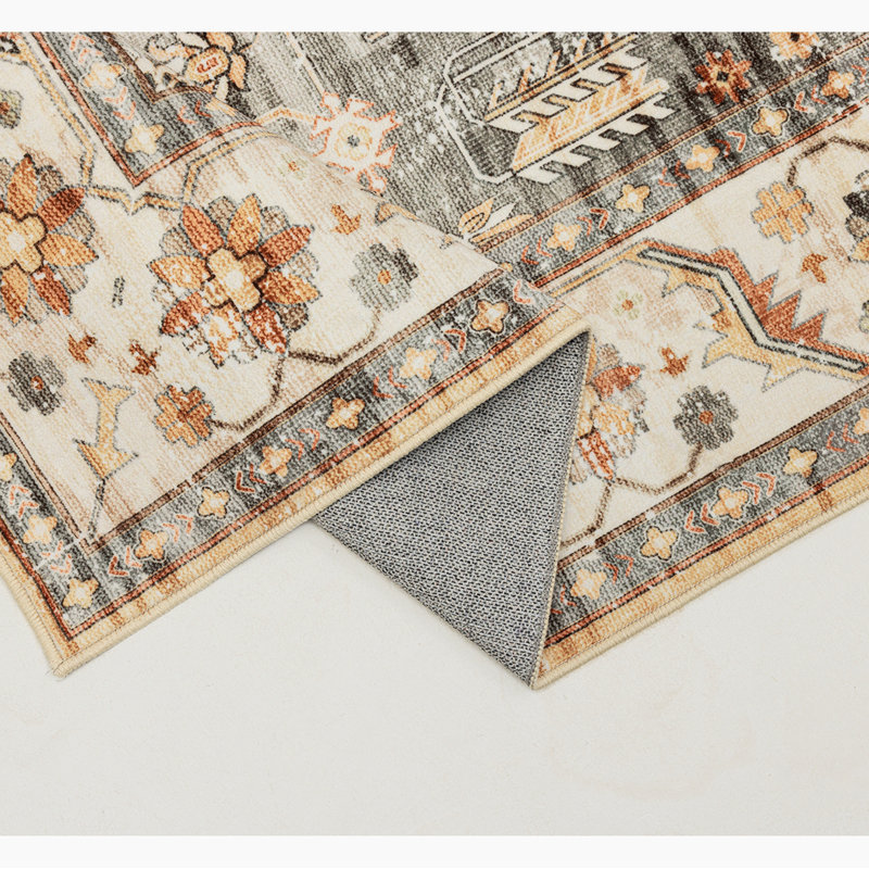 Moroccan Vintage Style Rug - Non-Slip Soft Faux Wool Area Rug For Indoor, Washable Rug Kids & Pets Friendly For Home Decor