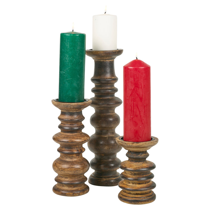 Wood Tabletop / Centrepiece Candlestick, 15cm H x 10cm W x 10cm D
