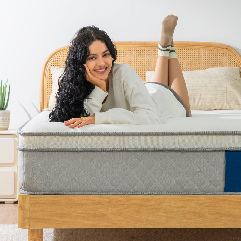 Matelas hybride à ressorts ensachés en mousse viscoélastique respirante, 14", Lit simple