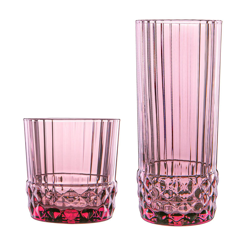 America '20s Small Glassware Set - 300ml, 400ml- 12pc, Pink