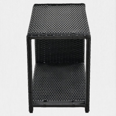 Spa Frame Outdoor Rattan Sofa With Two Upholstered Seats And Wooden Seats