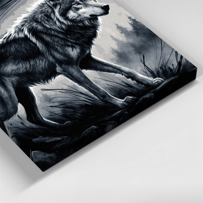 Wildlife Gray Wolf Gray Canvas Wall Art