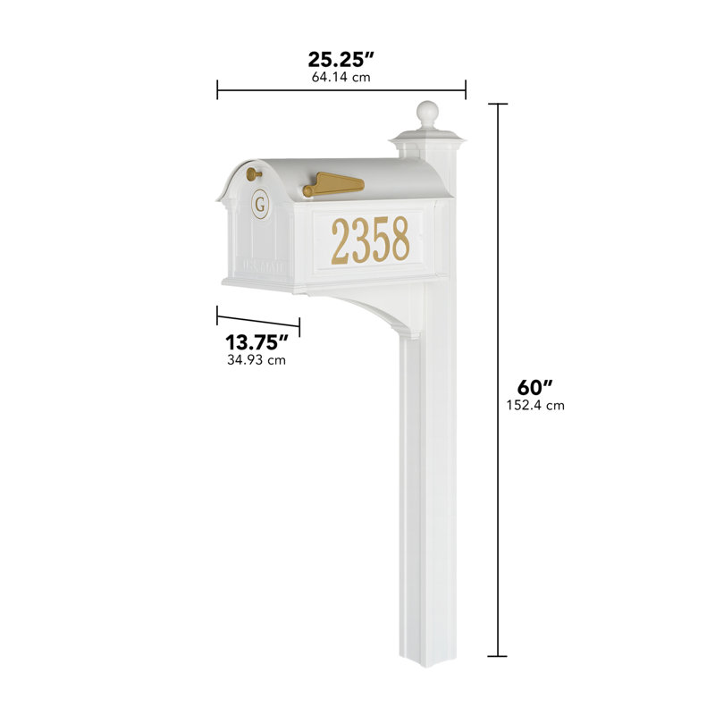Balmoral Post Mounted Mailbox, Yes, White