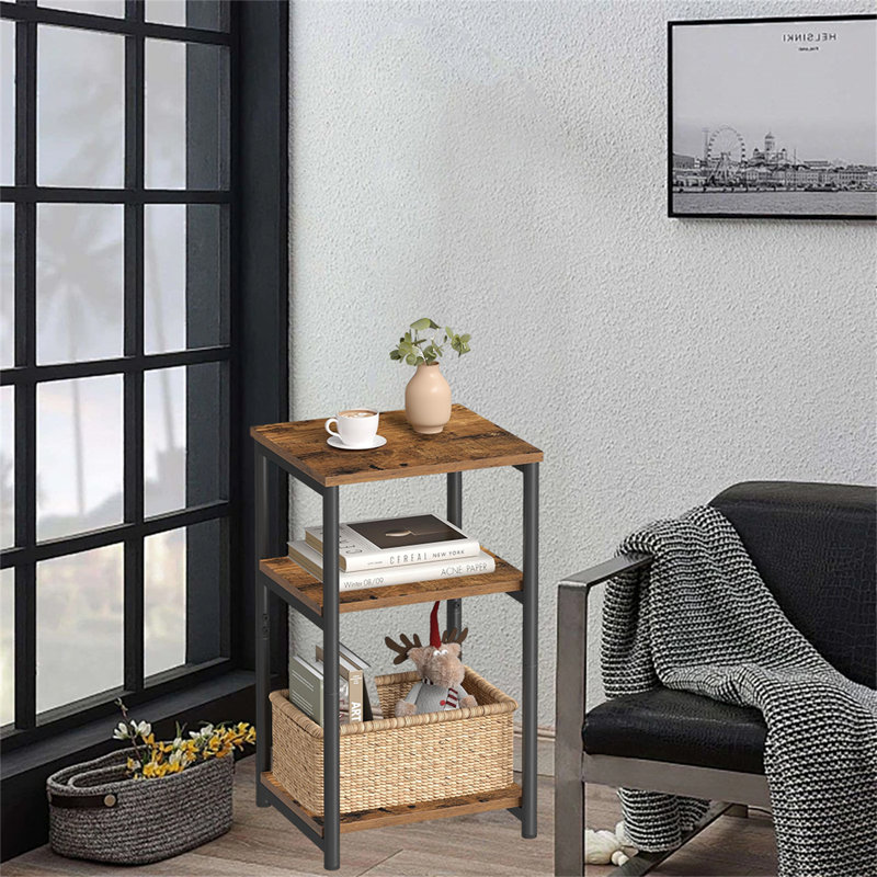 Table de chevet industrielle chic - polyvalente, Brun rustique / noir classique