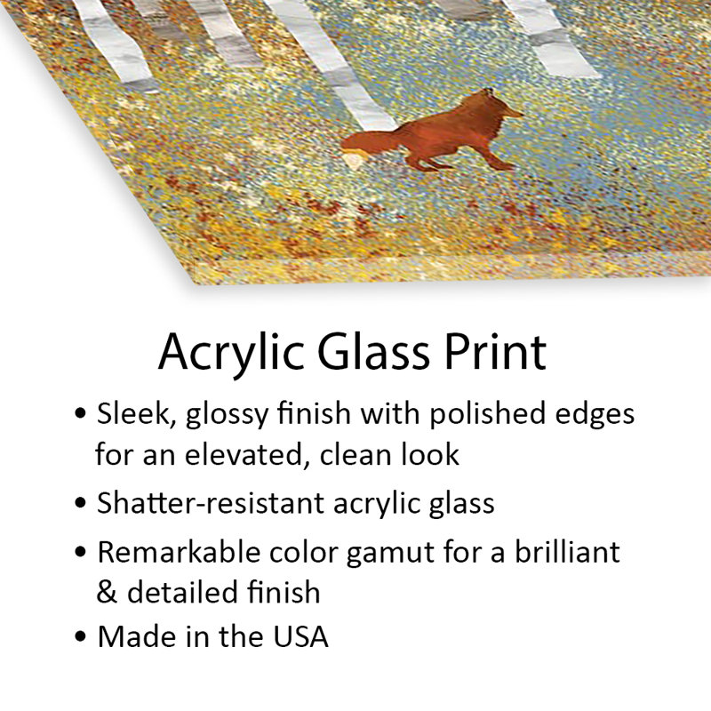 Impression de renard d'automne sur verre acrylique, H 24 po x l 24 po x P 0,25 po