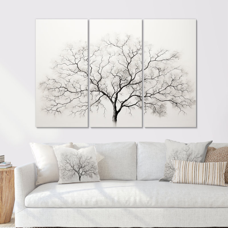 Blanc et gris minimalisme érable - ensemble d'art mural érable, H 32 po x l 48 po x P 1 po