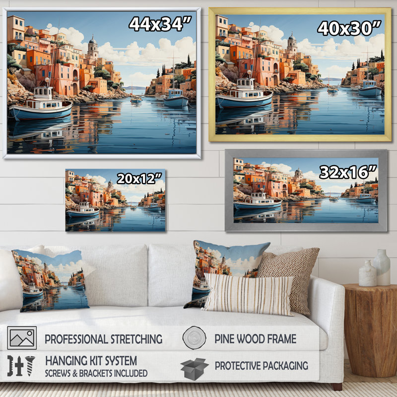 Coastal Minimalisme Harbor Hues II, Cadre naturel flottant, H 24 po x l 32 po x P 1 po