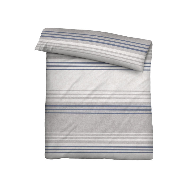 Biberna Melange-Flanell Bettwäsche 0840516QUERS Cotton Striped Duvet Cover with Pillow Shams