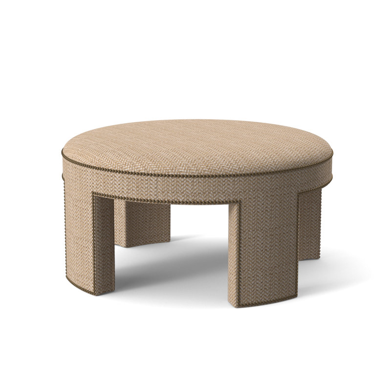 Durant Round Ottoman, 18.75"H x 33.5"W x 33.5"D, Beige/Brown 71628L22