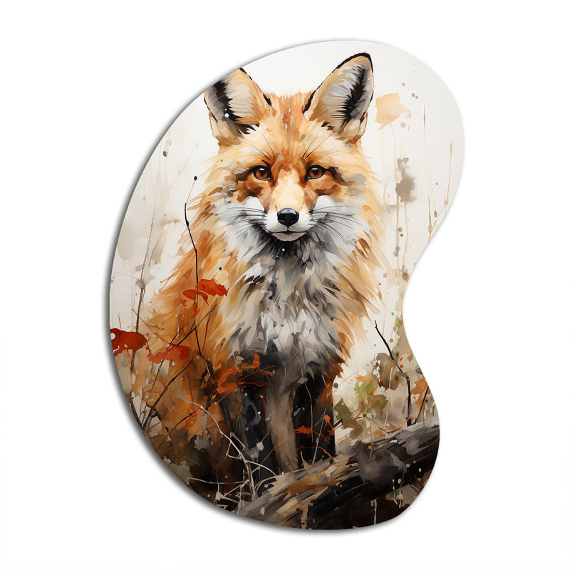 Fox Wilderness Observer - décoration murale unique en forme de renard, reproduction d'art asymétrique moderne en métal