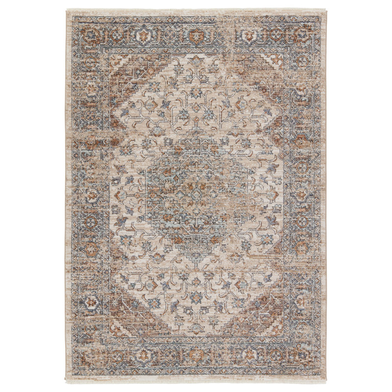 Tapis beige / bleu Heir Medallion, Rectangle 5 pi x 8 pi