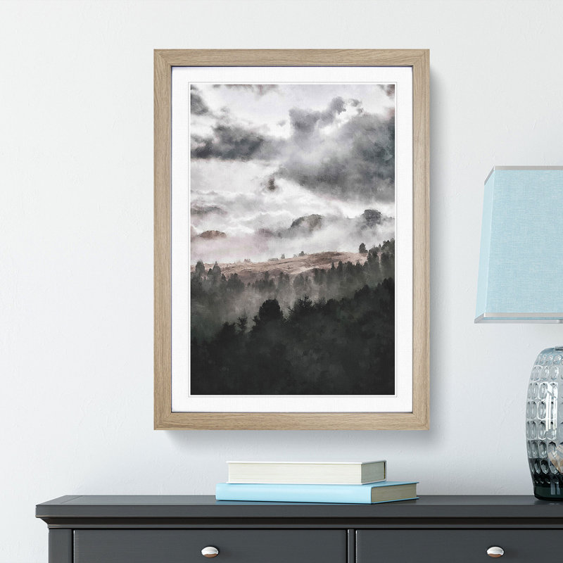 Mist over Wurzjoch in Italy - Picture Frame Painting Print, 87cm H x 62cm W x 2cm D, Oak Framed