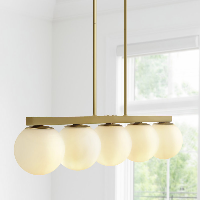 5 - Light Cluster Pendant, White, Brass Gold