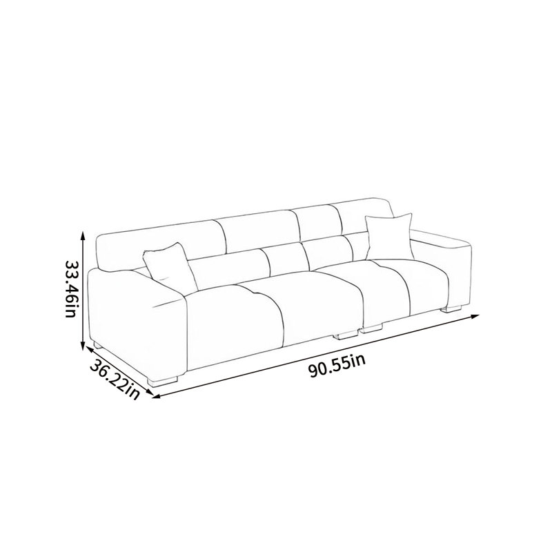 Canapé moderne en velours simple, H 33,46 po x l 90,55 po x P 36,22 po, 4