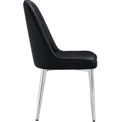 6pcs Black Pu Dining Chairs: And Stylish With Silver Metal Legs For Daily Use Fashionable