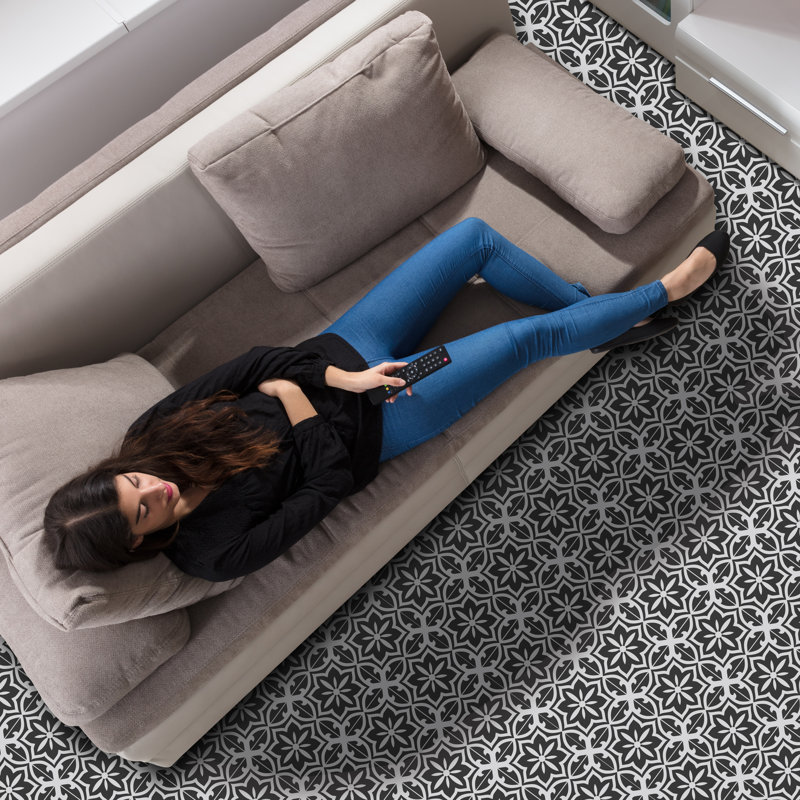 Rogich 122 x 60 cm PVC Patterned Tile in Dark Grey