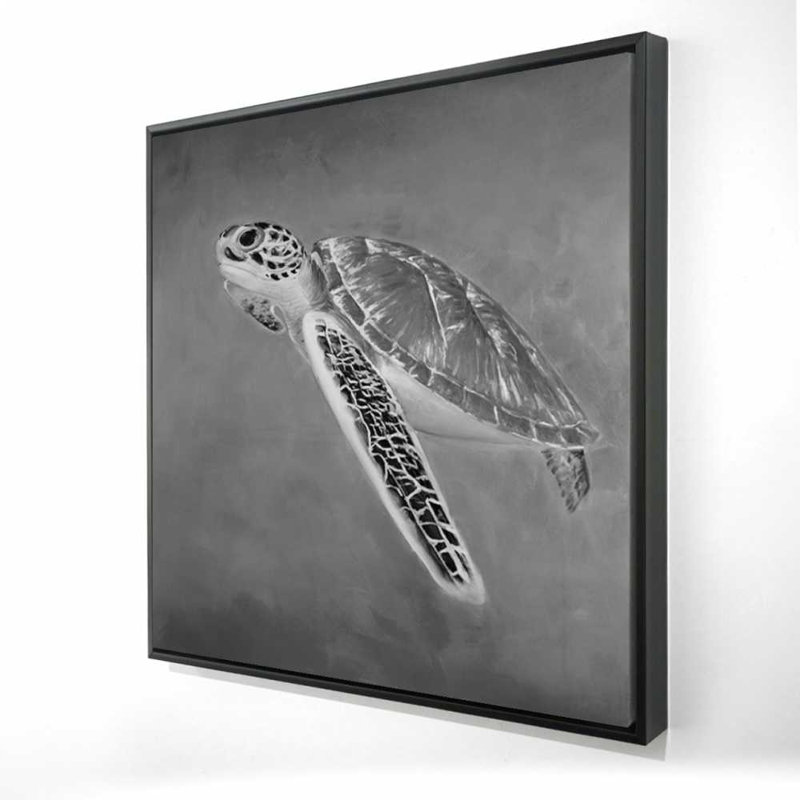 Grayscale Sea Turtle Canvas | Gray Animals Home Decor Art
