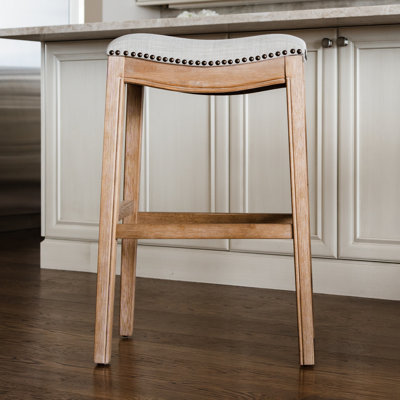 Maven Lane Adrien Backless Saddle Kitchen Stool with Fabric Upholstery