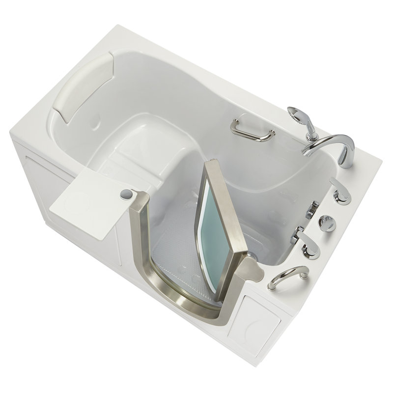 Ella Elite 30"x52" Acrylic Soaking Walk-In-Bathtub, Left Inward Swing Door, 5 Piece Fast Fill Faucet, 2" Dual Drain, Left