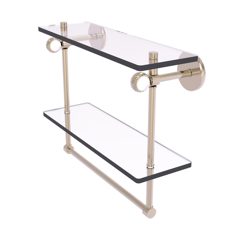 Tablette à 2 niveaux en verre Margolis, H 12,8 po x l 16 po x p 5,6 po, Étain antique