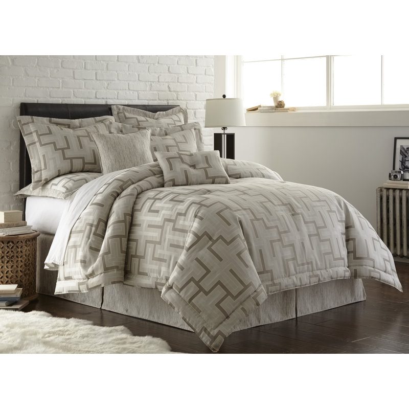  Coussin géométrique réversible, H 13 po x l 18 po, gris