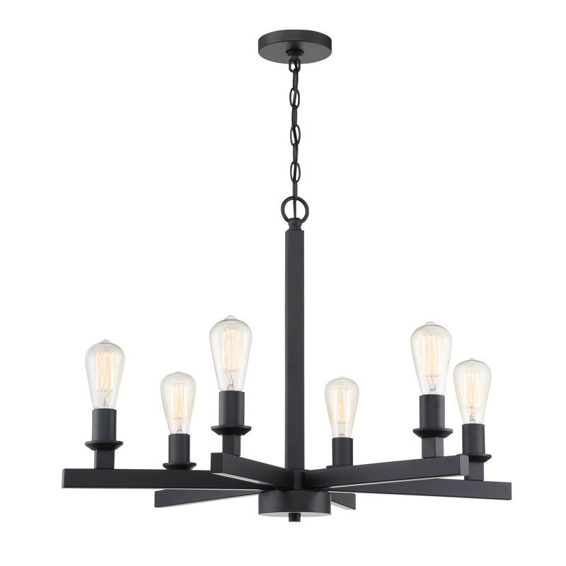 Lustre classique / traditionnel à 6 lumières de style bougie Tereza, Noir mat