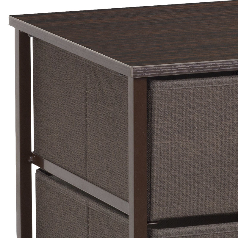 Commode de table de bout à 4 niveaux avec structure en métal et plateau de table en bois pour chambre de bébé - Noir, Brun