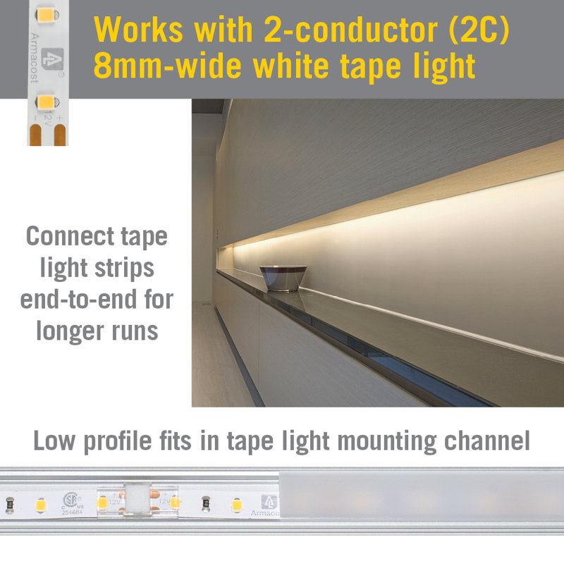 SureLock Pro 2 Pin Clear LED Strip Light Connectors, 4 Pack