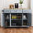54inch Large Kitchen Island with Rubber Wood Drop Leaf, Embossed Texture Rolling Kitchen Cart on 4 Wheels with 4 Doors and 3 Drawers, Kitchen Island with Storage for Kitchen, Dining Room,Grey Blue-128964690
