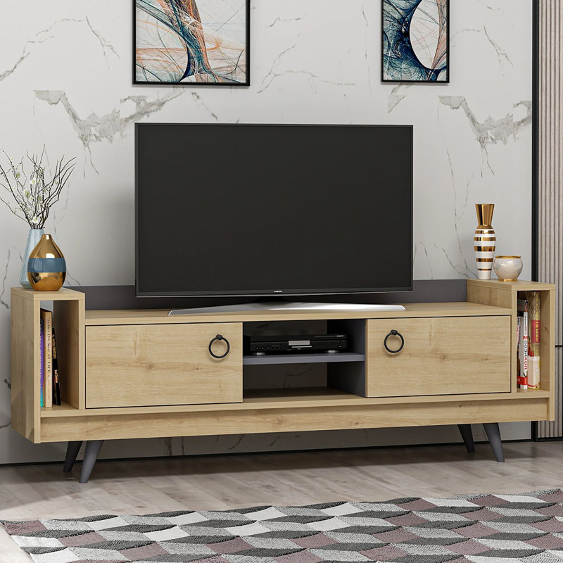Meuble télé pour téléviseur de 70 po ou moins Laforge, Chêne / anthracite