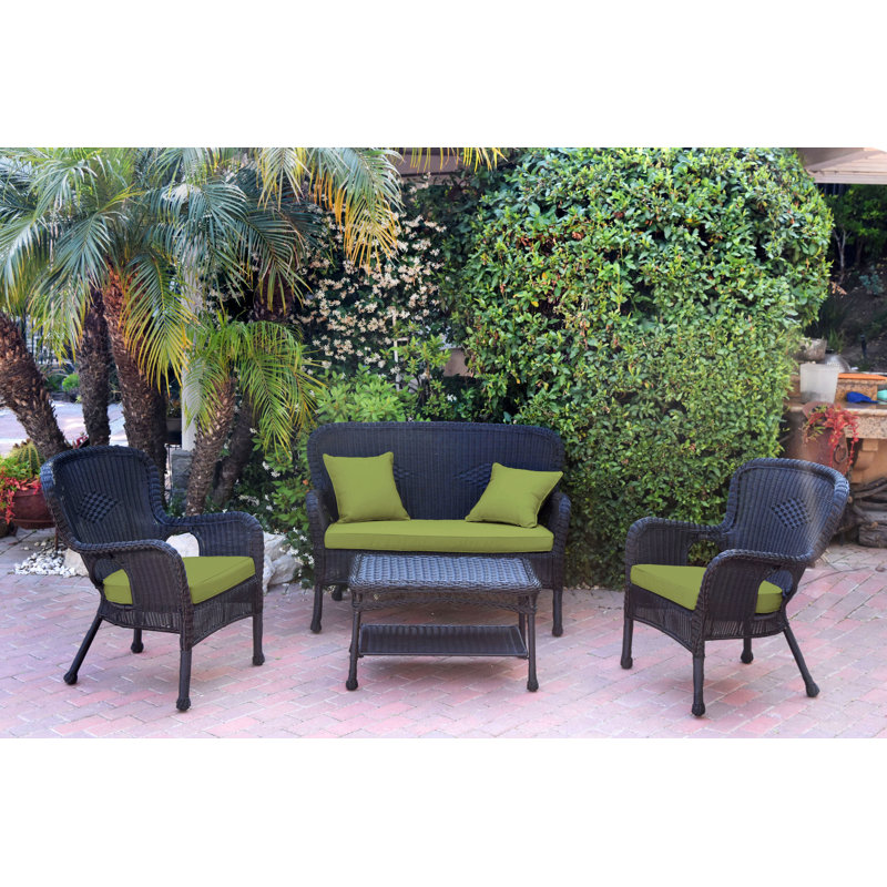 Ensemble de canapé avec coussins 4 pièces Bellas, Vert, Noir