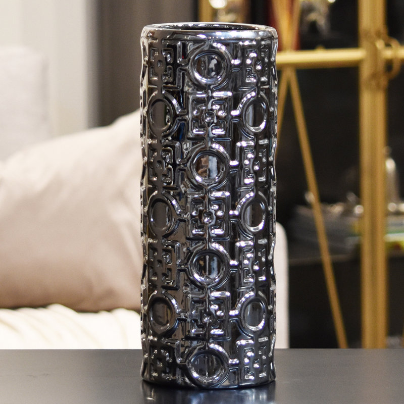Ceramic Table Vase, 14" H x 5.25" W x 5.25" D