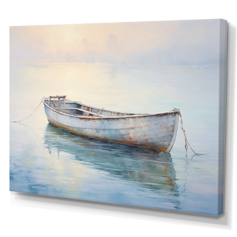 Bateau, eaux éthérées I - impressions sur toile, H 16 po x l 32 po, Toile tendue, Sans cadre